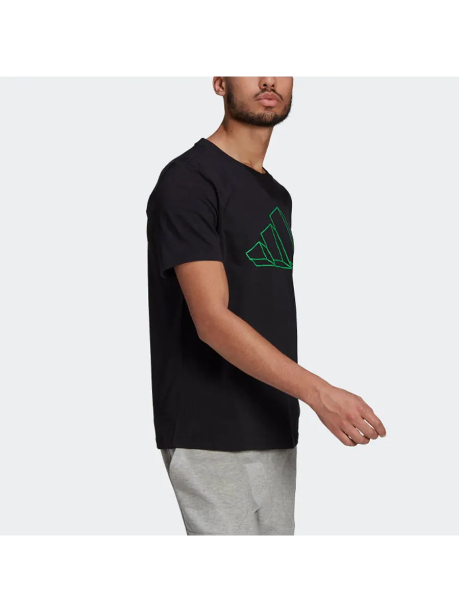 Футболка adidas M Fi Gfx Tee Athleisure Casual Sports Round Neck Short Sleeve Black — изображение 5 из 5, черный