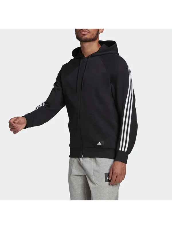 Толстовка adidas Long Sleeves Zipper Hooded Jacket Black — изображение 2 из 4, черный