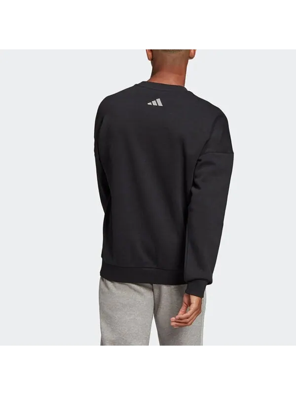 Толстовка adidas Training Sports Printing Loose Round Neck Pullover Black — изображение 3 из 4, черный