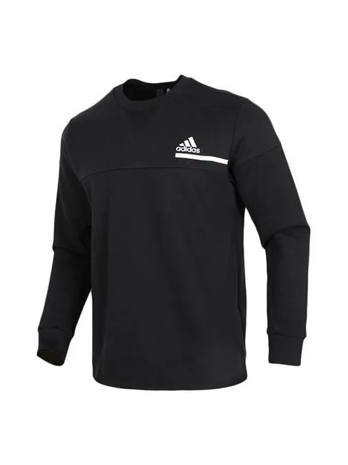 Толстовка logo stamping sports casual cover round collar men's black Adidas — изображение 1 из 4, черный