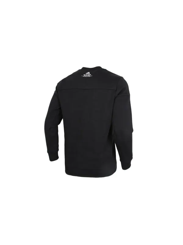 Толстовка logo stamping sports casual cover round collar men's black Adidas — изображение 2 из 4, черный