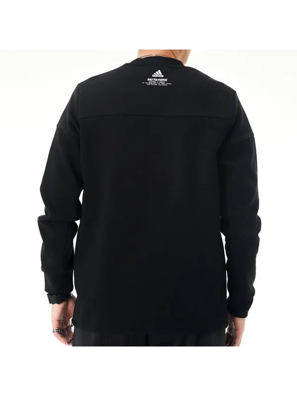 Толстовка logo stamping sports casual cover round collar men's black Adidas — изображение 4 из 4, черный