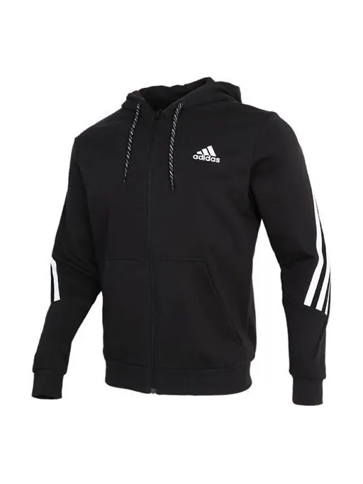 Куртка adidas M 3-Stripes Tape Full-Zip Sweatshirt Black — изображение 1 из 4, черный