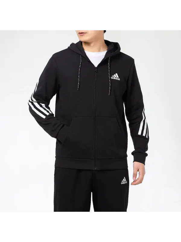 Куртка adidas M 3-Stripes Tape Full-Zip Sweatshirt Black — изображение 3 из 4, черный