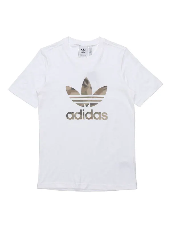 Футболка оригиналы камуфляж логотип печать круглый воротник мужской Adidas — изображение 1 из 4, белый