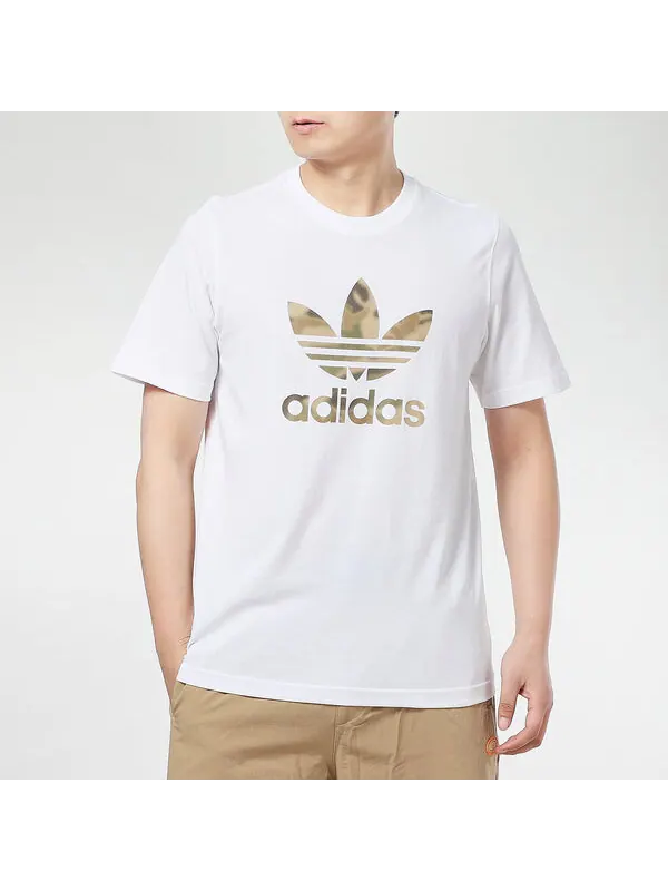 Футболка оригиналы камуфляж логотип печать круглый воротник мужской Adidas — изображение 3 из 4, белый