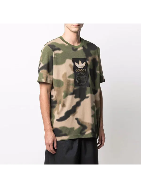 Футболка Men's adidas Casual Breathable Camouflage Sports Short Sleeve Green T-Shirt — изображение 3 из 4, мульти
