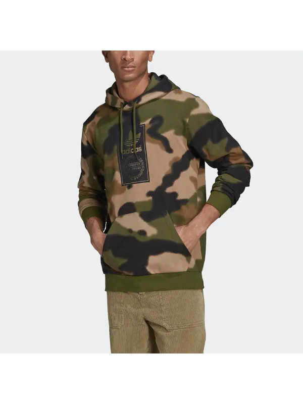 Толстовка adidas originals Athleisure Casual Sports Green Camouflage — изображение 3 из 4, зеленый