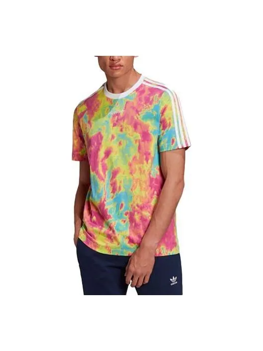 Футболка adidas originals Embroidered Logo Tie Dye Sports Round Neck Short Sleeve — изображение 1 из 1, мульти