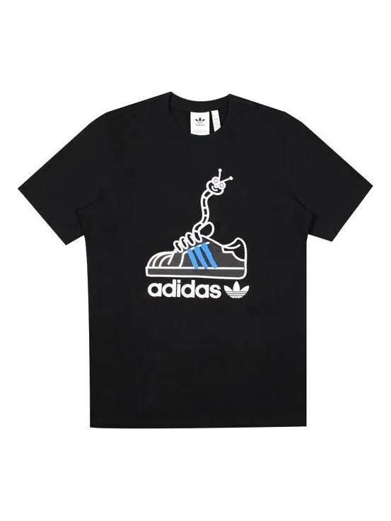 Футболка оригиналы worm tee печать спортивные мужские Adidas — изображение 1 из 4, черный