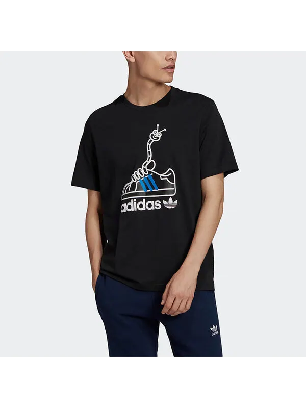 Футболка оригиналы worm tee печать спортивные мужские Adidas — изображение 3 из 4, черный