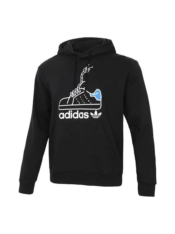 Толстовка adidas originals Worm Casual Sports hooded Printing Pullover Black — изображение 1 из 4, черный