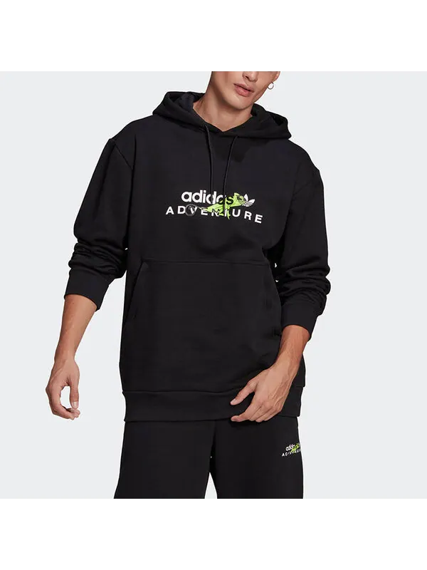 Толстовка adidas originals Adv Logo Hoody Athleisure Casual Sports Printing Pattern Black — изображение 2 из 4, черный