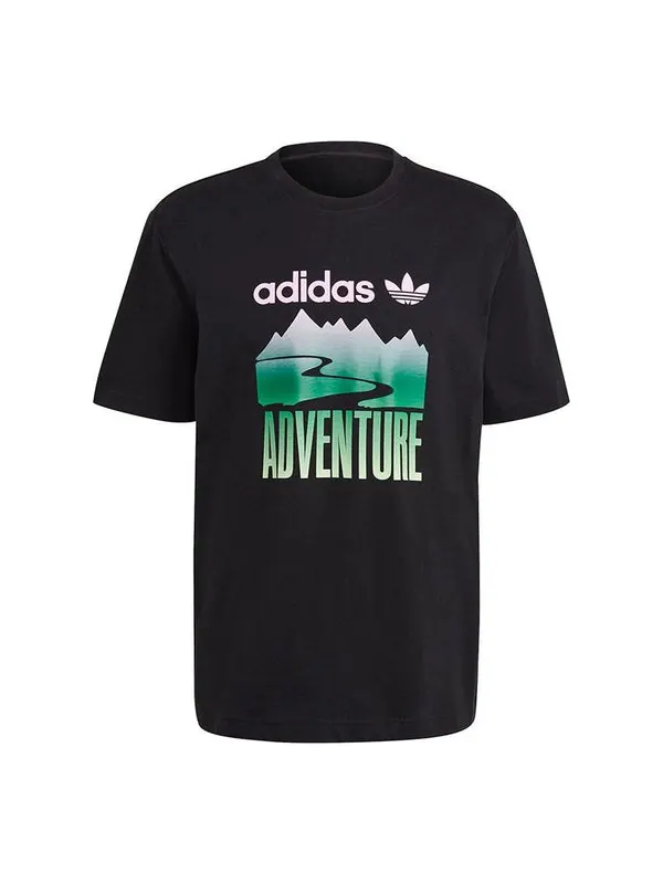 Футболка originals adv mount tee retro pattern sports short sleeve black Adidas — изображение 1 из 4, черный