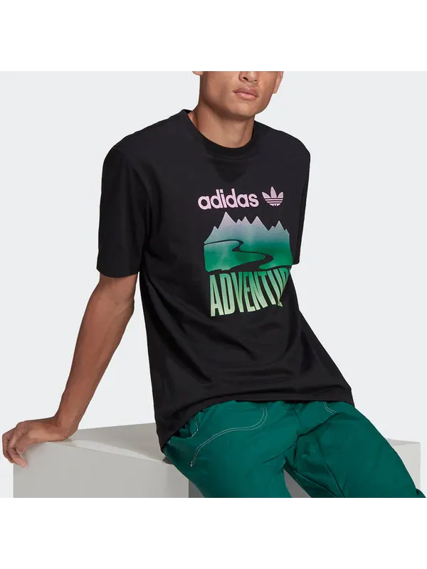 Футболка originals adv mount tee retro pattern sports short sleeve black Adidas — изображение 4 из 4, черный