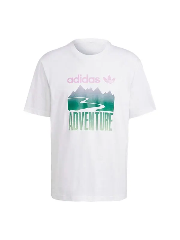 Футболка originals adv mount tee retro pattern sports short sleeve white Adidas — изображение 1 из 4, белый