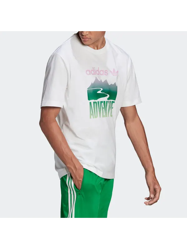 Футболка originals adv mount tee retro pattern sports short sleeve white Adidas — изображение 4 из 4, белый