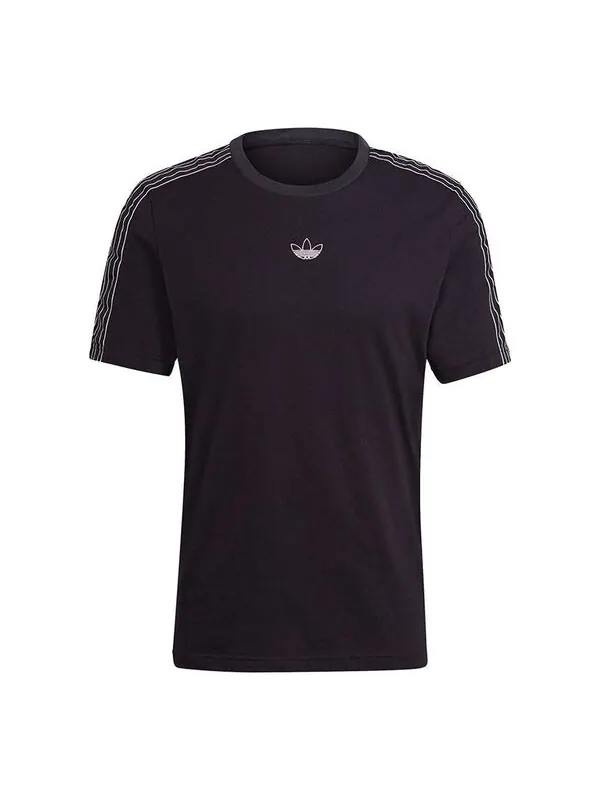 Футболка originals mens sprt 3 stripe t casual sports crew-neck short sleeve black Adidas — изображение 1 из 4, черный