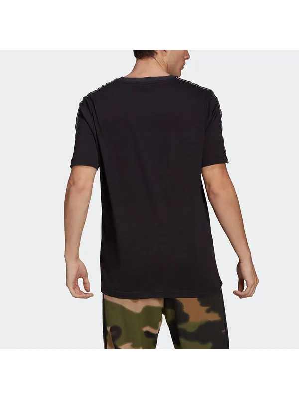 Футболка originals mens sprt 3 stripe t casual sports crew-neck short sleeve black Adidas — изображение 3 из 4, черный