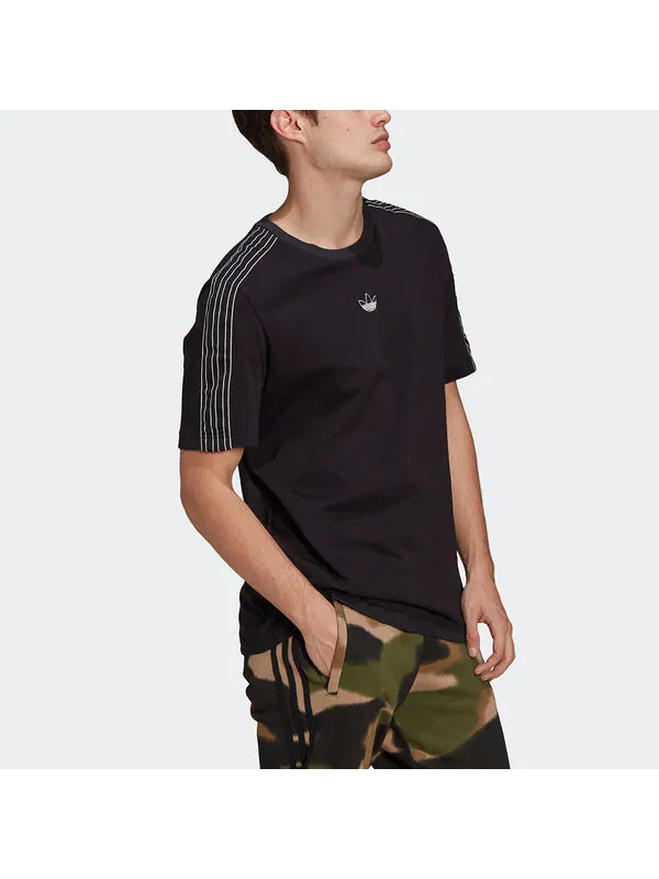 Футболка originals mens sprt 3 stripe t casual sports crew-neck short sleeve black Adidas — изображение 4 из 4, черный