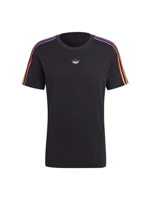 Футболка оригинальные sprt 3 полоски футболка мужская Adidas — изображение 1 из 4, черный