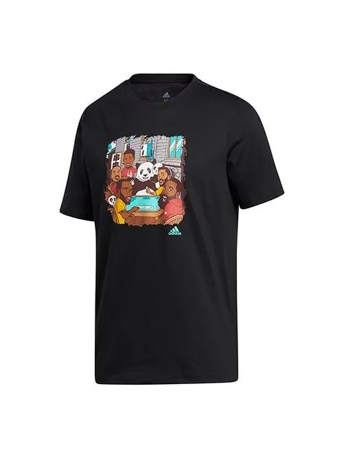 Футболка cartoon printing short sleeve black Adidas — изображение 1 из 4, черный
