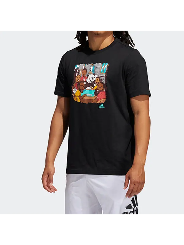 Футболка cartoon printing short sleeve black Adidas — изображение 3 из 4, черный