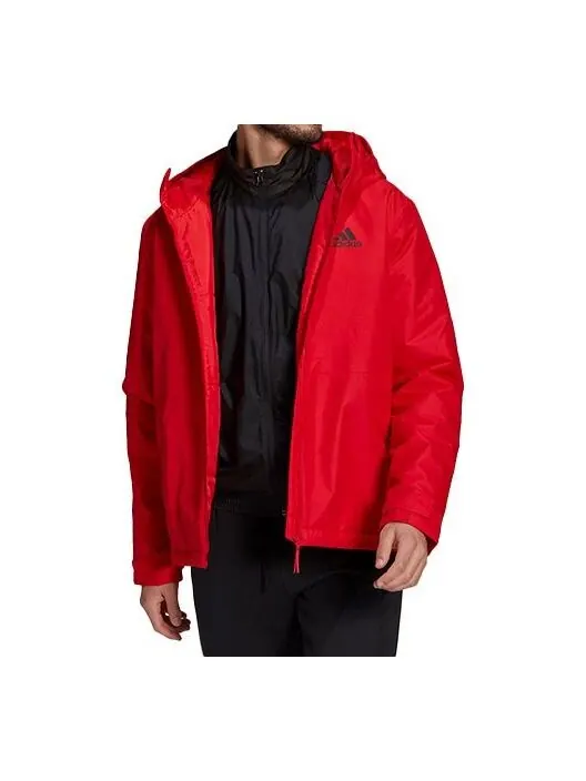 Куртка adidas Casual Sports Windproof Hooded Jacket Red — изображение 1 из 4, светлый красный