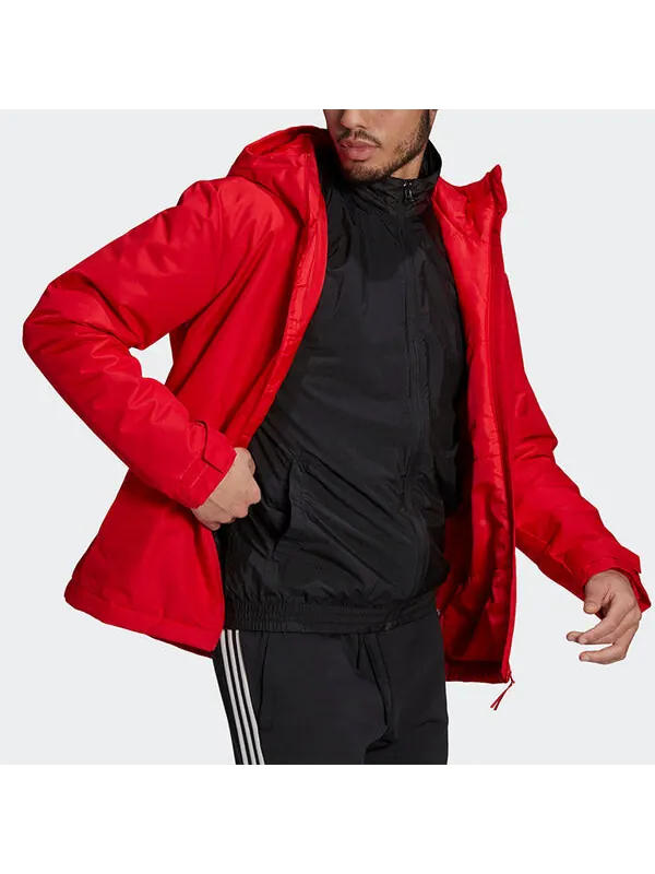 Куртка adidas Casual Sports Windproof Hooded Jacket Red — изображение 4 из 4, светлый красный