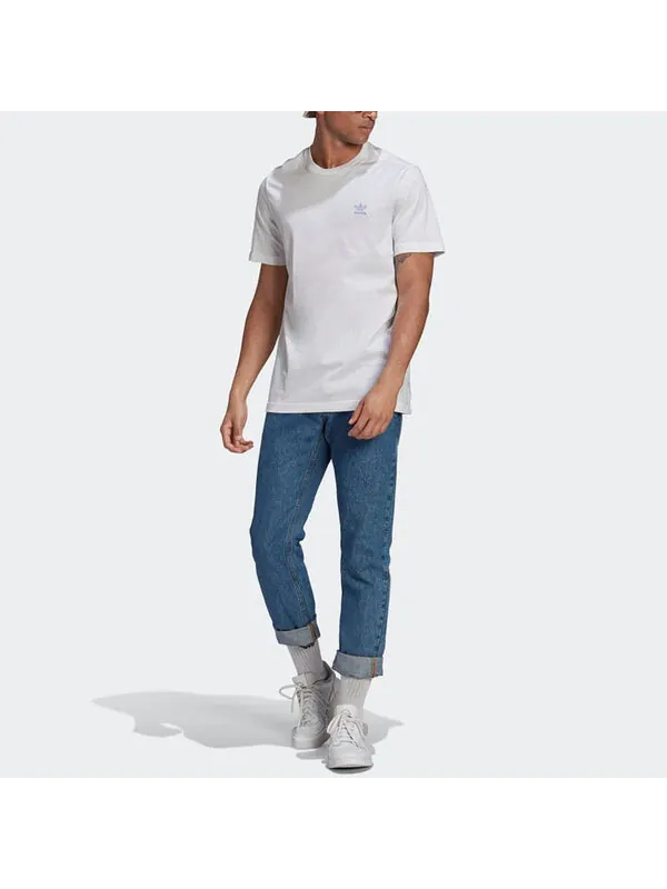 Футболка оригиналы повседневные вентилируемые спортивные с круглым воротом мужские Adidas — изображение 2 из 4, белый