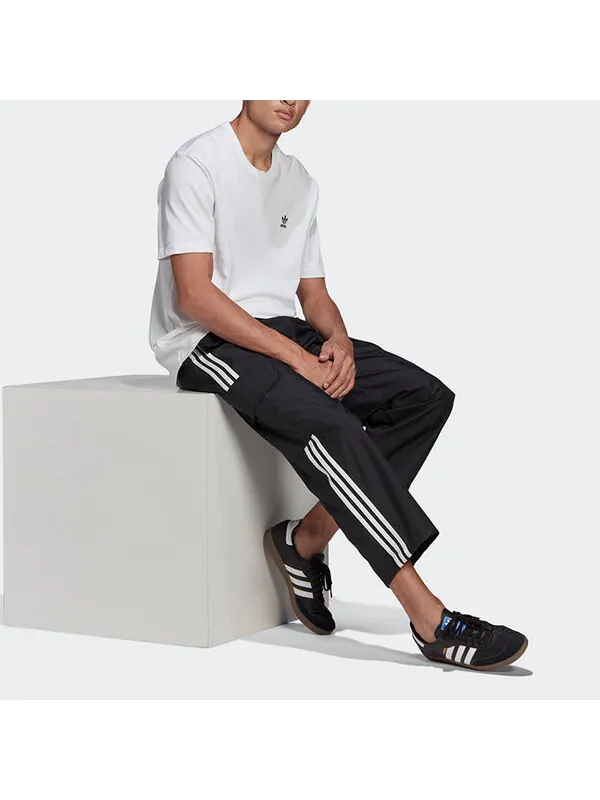 Спортивные штаны adidas originals 3-Stripes Cargo Woven Breathable Running Sports Pants Black — изображение 3 из 4, черный