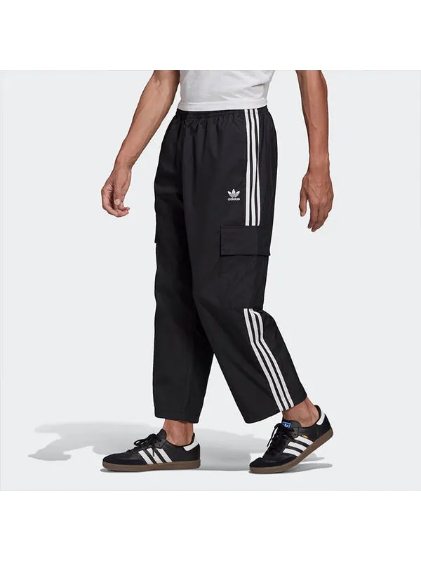 Спортивные штаны adidas originals 3-Stripes Cargo Woven Breathable Running Sports Pants Black — изображение 4 из 4, черный