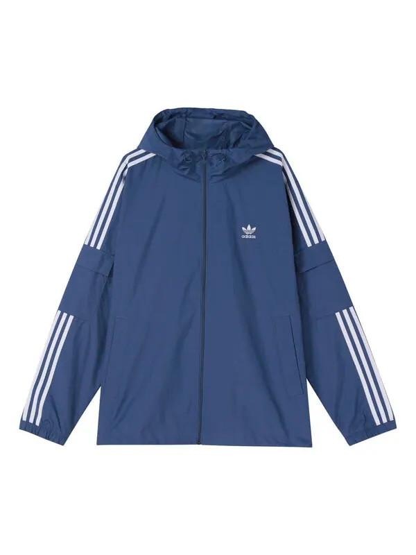 Куртка adidas originals 3-stripes Wb Fz Woven Hooded Jacket Blue — изображение 1 из 4, синий