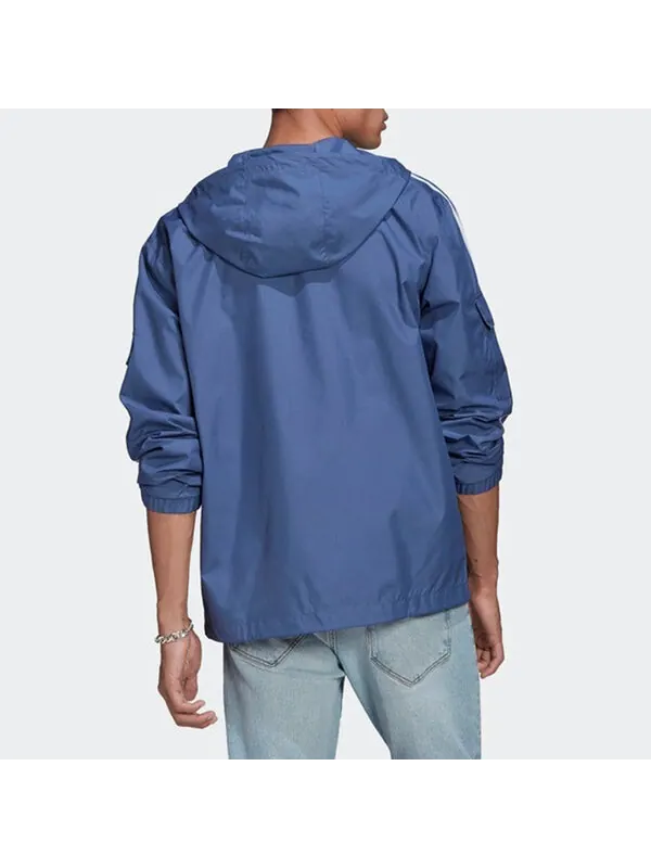 Куртка adidas originals 3-stripes Wb Fz Woven Hooded Jacket Blue — изображение 4 из 4, синий