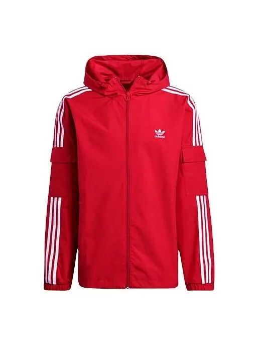 Куртка adidas originals 3-stripes Wb Fz Casual Sports Stand Collar Jacket Red — изображение 1 из 4, светлый красный