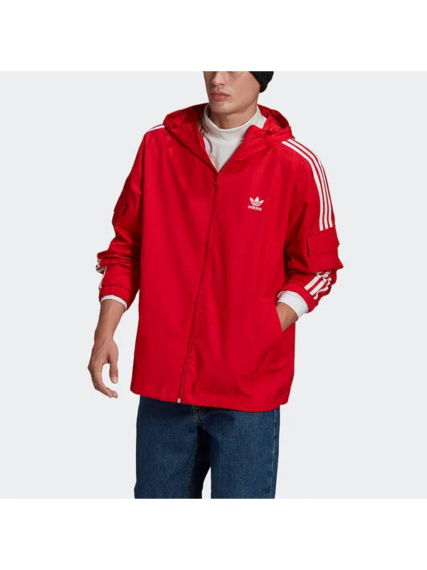 Куртка adidas originals 3-stripes Wb Fz Casual Sports Stand Collar Jacket Red — изображение 4 из 4, светлый красный