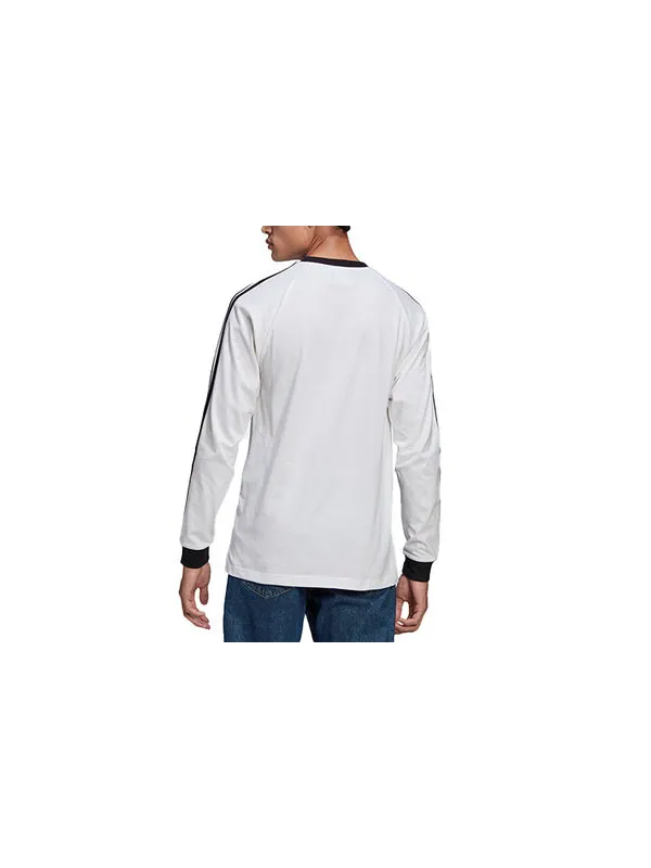 Футболка originals 3-stripes ls t round neck stripe sports long sleeves white Adidas — изображение 2 из 3, белый