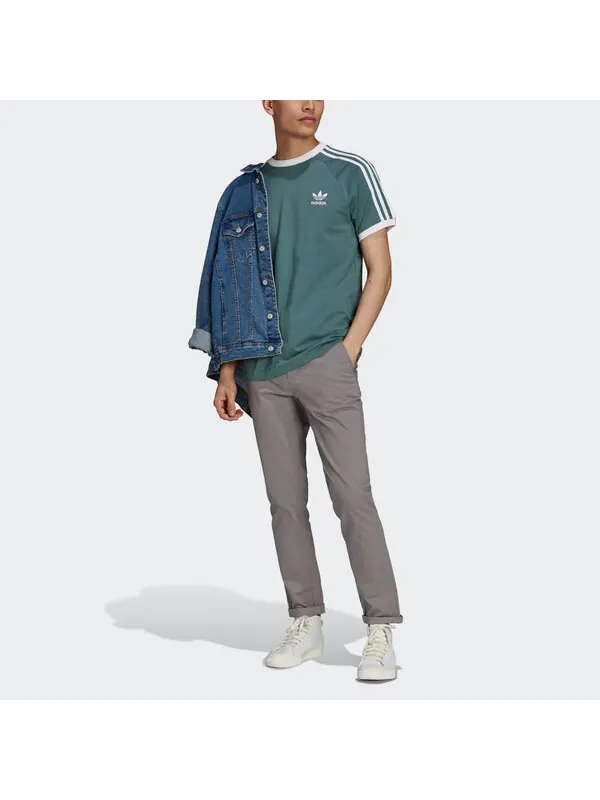 Футболка оригиналы 3 полоски футболка зеленая Adidas — изображение 3 из 4, зеленый