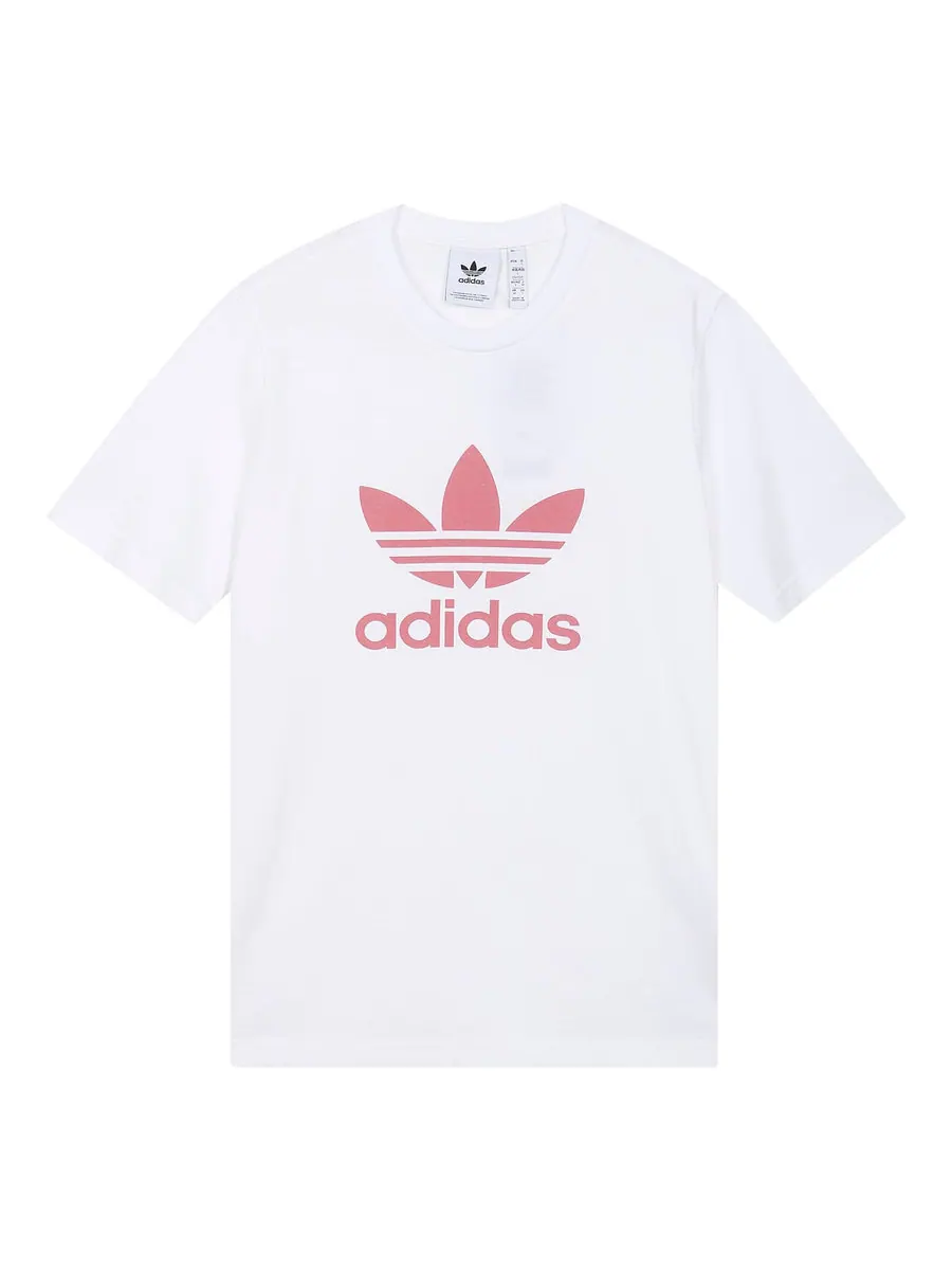 Футболка adidas originals Trefoil Logo Printing Sports Round Neck Short Sleeve White — изображение 1 из 5, белый