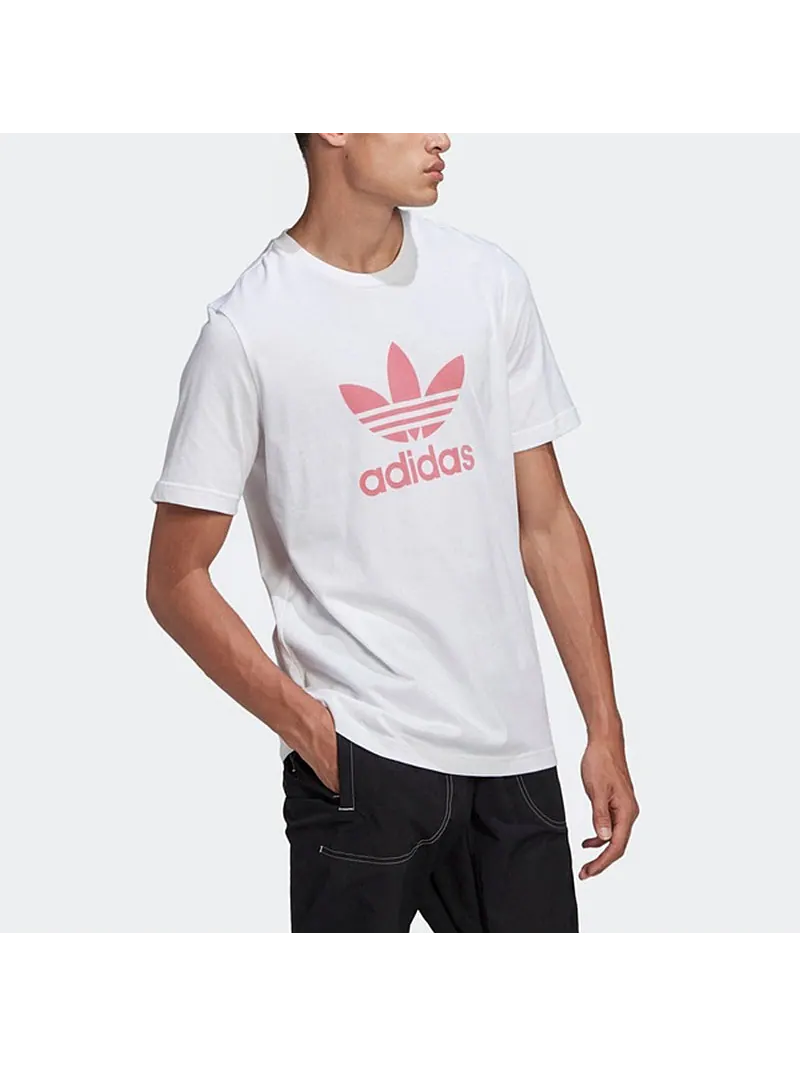 Футболка adidas originals Trefoil Logo Printing Sports Round Neck Short Sleeve White — изображение 4 из 5, белый