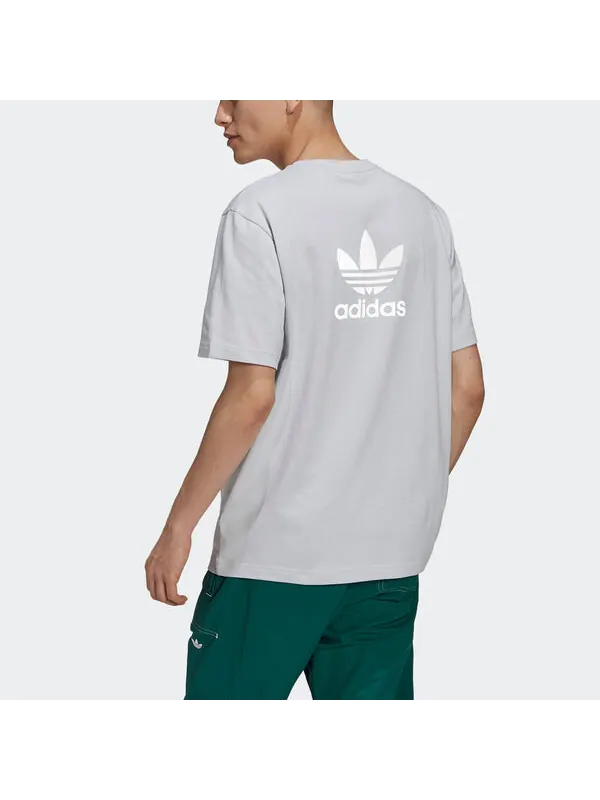 Футболка originals b+f trefoil tee logo loose sports short sleeve blue Adidas — изображение 3 из 4, синий