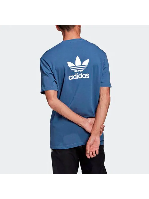 Футболка originals logo printing sports breathable short sleeve royal blue Adidas — изображение 3 из 4, синий