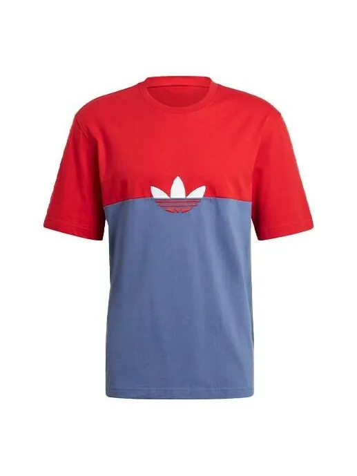 Футболка originals embroidered logo contrasting colors round neck short sleeve blue red Adidas — изображение 1 из 4, мульти