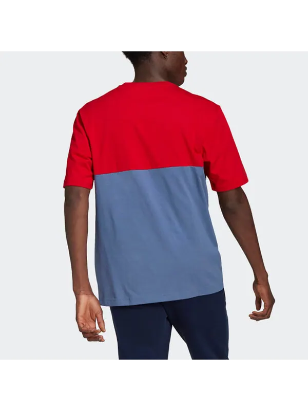Футболка originals embroidered logo contrasting colors round neck short sleeve blue red Adidas — изображение 3 из 4, мульти