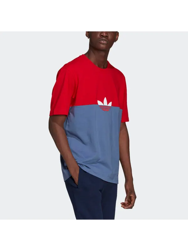 Футболка originals embroidered logo contrasting colors round neck short sleeve blue red Adidas — изображение 4 из 4, мульти