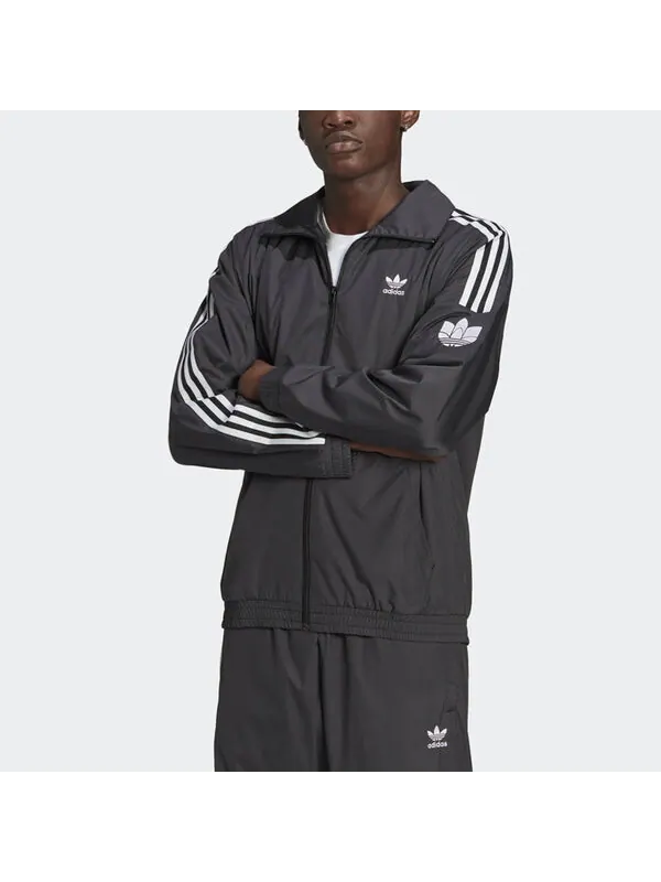 Куртка Adidas Adicolor 3D Trefoil 3-Stripes Track Jacket 'Black White' — изображение 2 из 4, черный