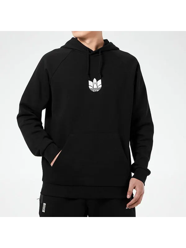 Толстовка adidas originals 3d Trefoil Hood Logo Printing Fleece Lined Stay Warm Sports Black — изображение 3 из 4, черный