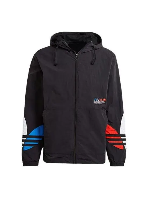 Куртка оригинальная мужская триколор ветровка спортивная куртка Adidas — изображение 1 из 4, черный