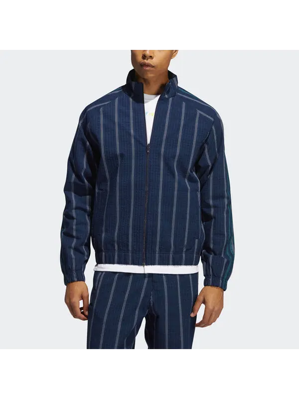 Куртка adidas originals Mw Tt Casual Stand Collar Plaid Athletics Sports Jacket Navy Blue — изображение 3 из 4, синий