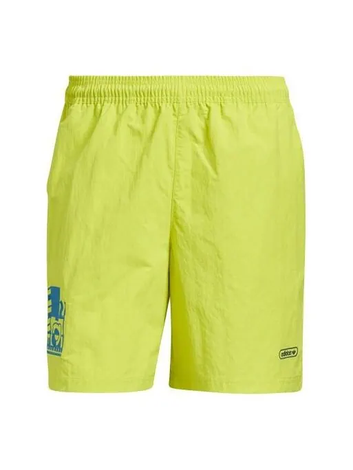 Шорты originals emb woven short embroidered casual sports shorts yellow green Adidas — изображение 1 из 4, жёлто-зеленый